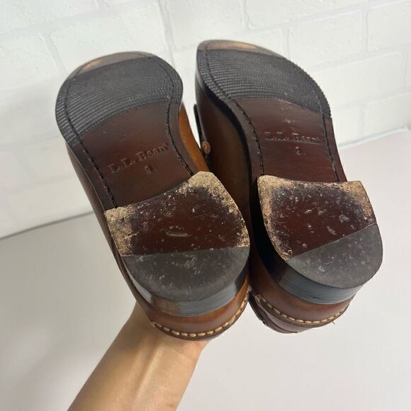 LL Bean Mens Kiltie Loafers Size 9 D Brown Tan Tassle Leather - Picture 8 of 16